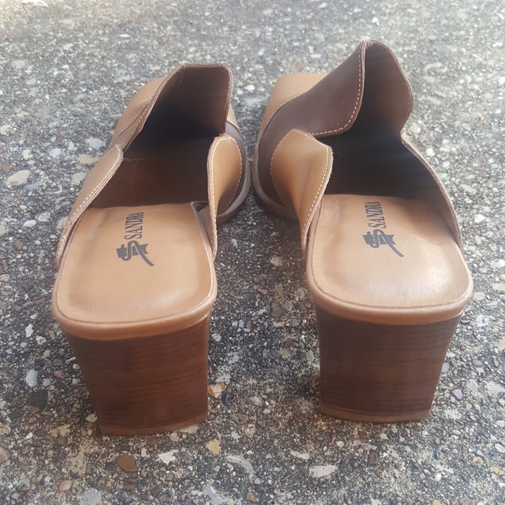 Sandra Brown Patch Square Toe Leather Mules 7.5 - image 4